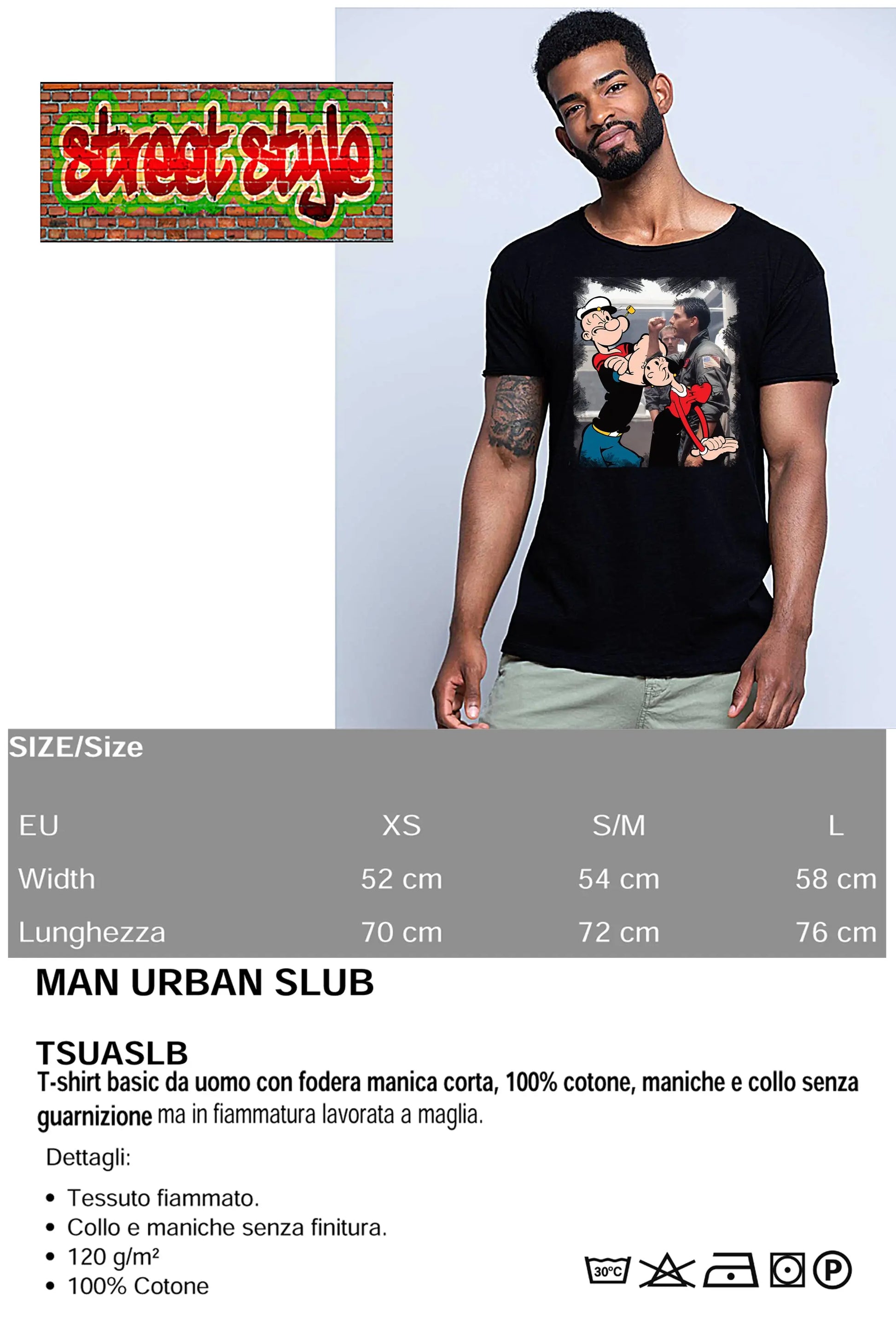 Popeye e Olivia popcruise i Love Cartoon Divertente 2100 T-shirt Urban Slub Men Uomo 100% Cotone Fiammato JK STREET STYLE