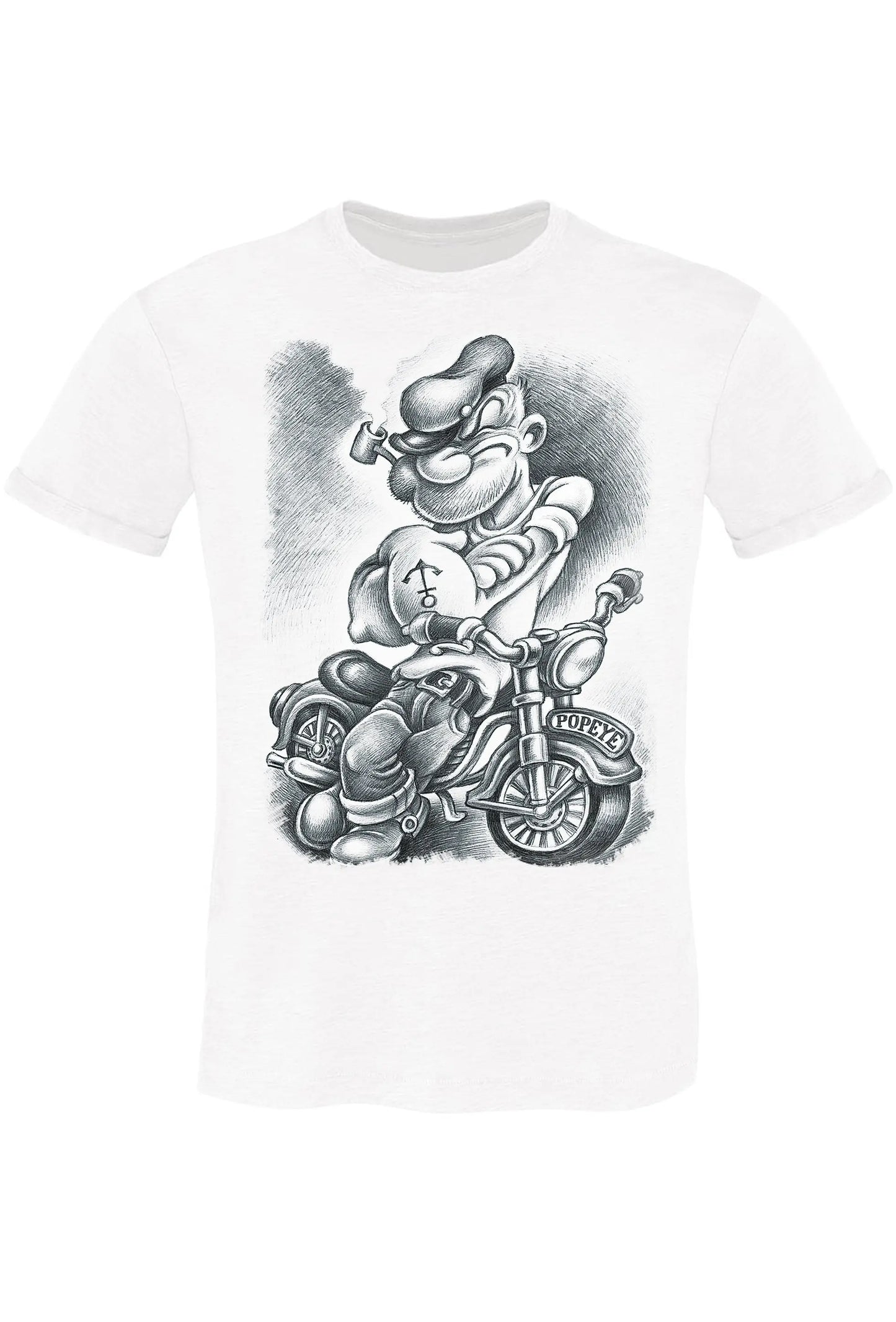 Popeye motor screcc 2075-3-2 T-Shirt Urban Men Uomo 100% Cotone Fiammato BS STREET STYLE