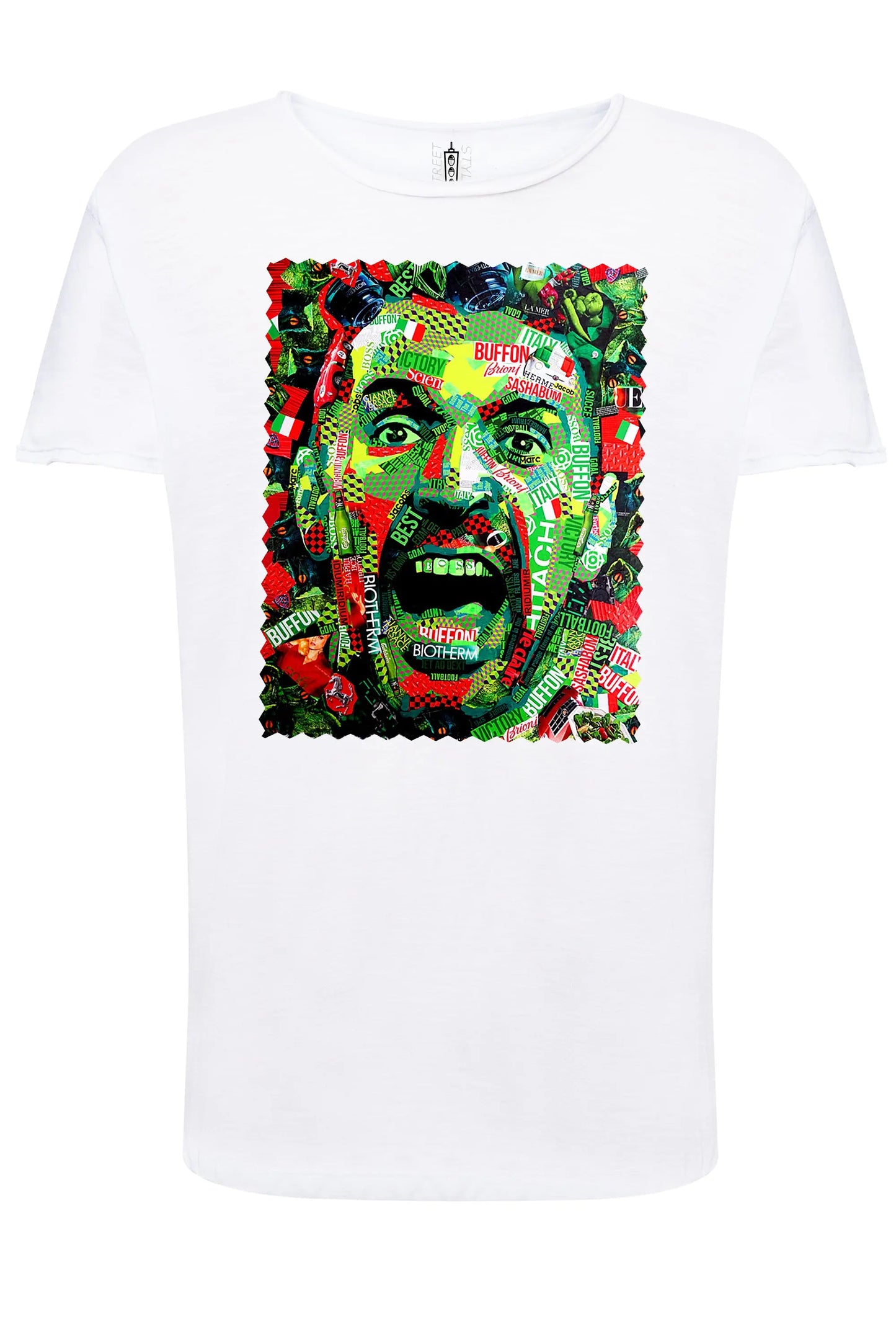 Portrait Buffon Color Artistico Stilizzato 18-30-17 T-shirt Urban Slub Men Uomo 100% Cotone Fiammato JK STREET STYLE