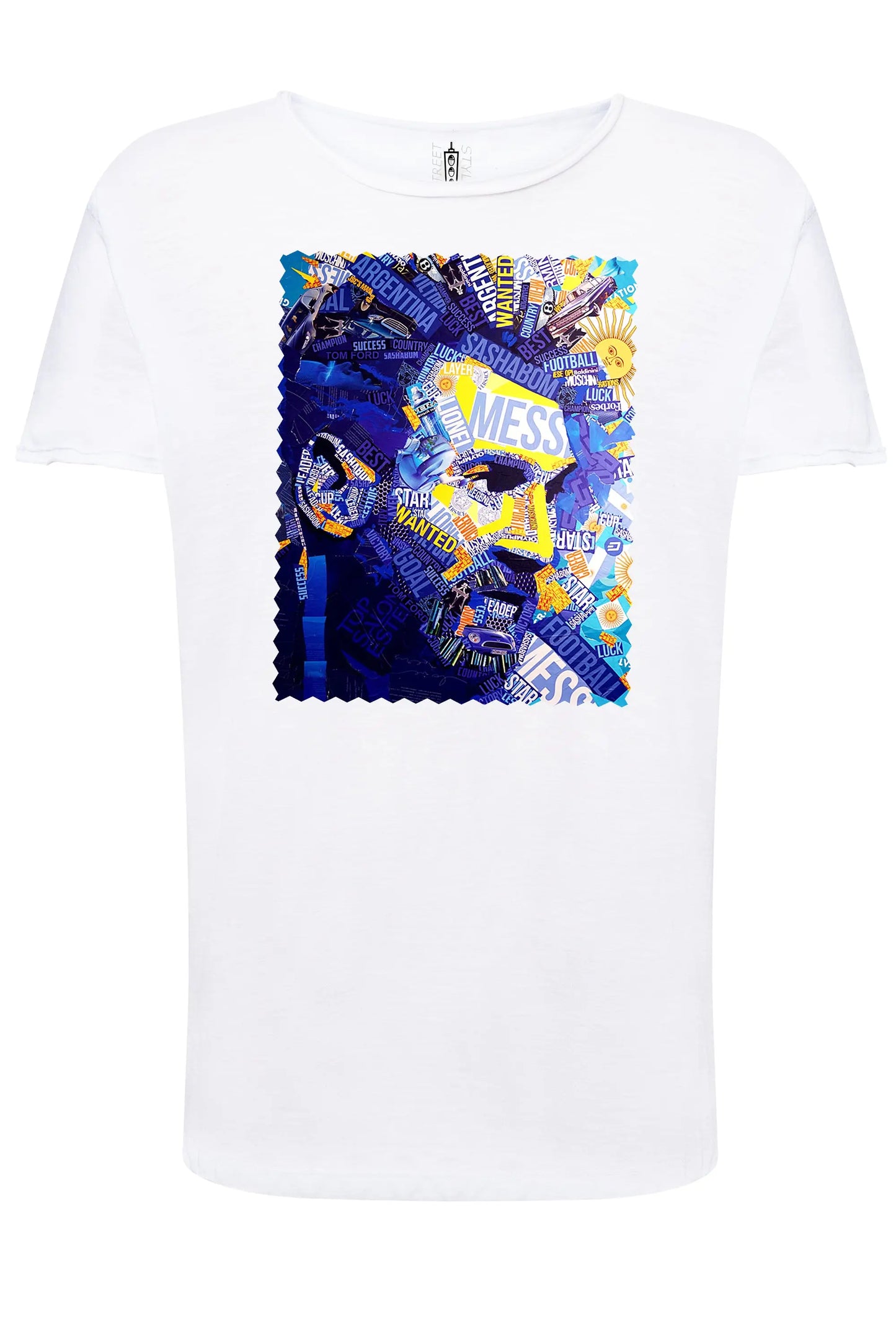 Portrait Messi Color Artistico Stilizzato 18-30-20 T-shirt Urban Slub Men Uomo 100% Cotone Fiammato JK STREET STYLE