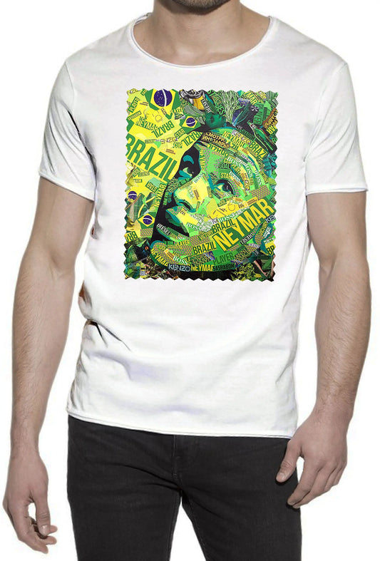 Portrait Neymarp Color Artistico Stilizzato 18-30-22 T-shirt Urban Slub Men Uomo 100% Cotone Fiammato JK STREET STYLE