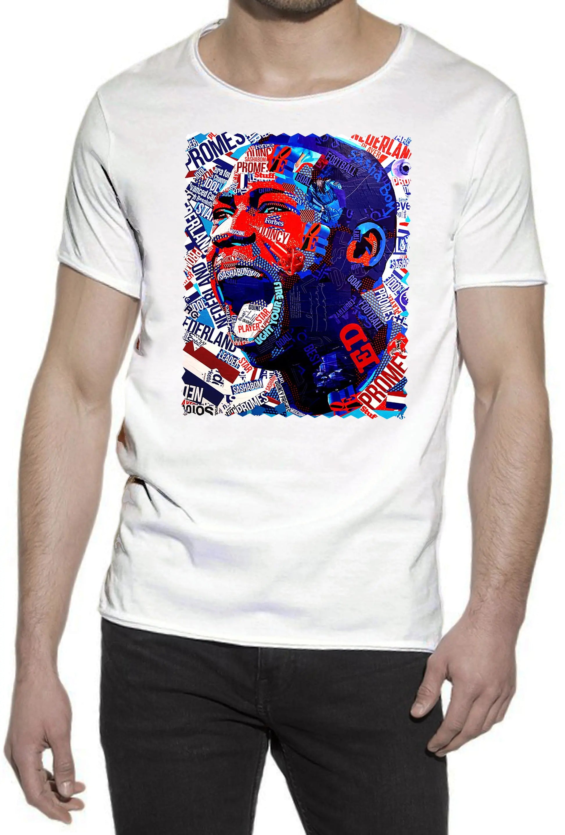 Portrait Promes Color Artistico Stilizzato 18-30-23 T-shirt Urban Slub Men Uomo 100% Cotone Fiammato JK STREET STYLE