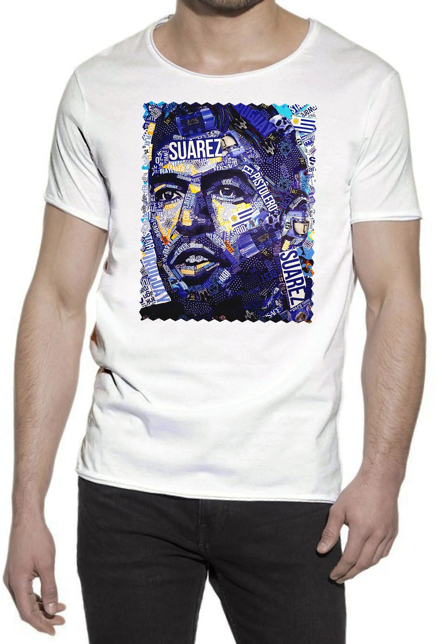 Portrait Suarez Color Artistico Stilizzato 18-30-21 T-shirt Urban Slub Men Uomo 100% Cotone Fiammato JK STREET STYLE