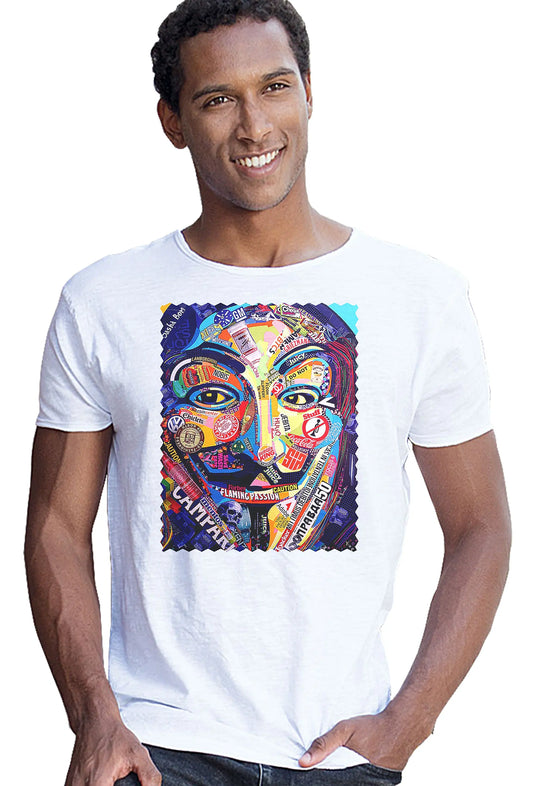 Potrait Anonymous Color Artistico Stilizzato 18-30-13 T-shirt Urban Slub Men Uomo 100% Cotone Fiammato JK STREET STYLE