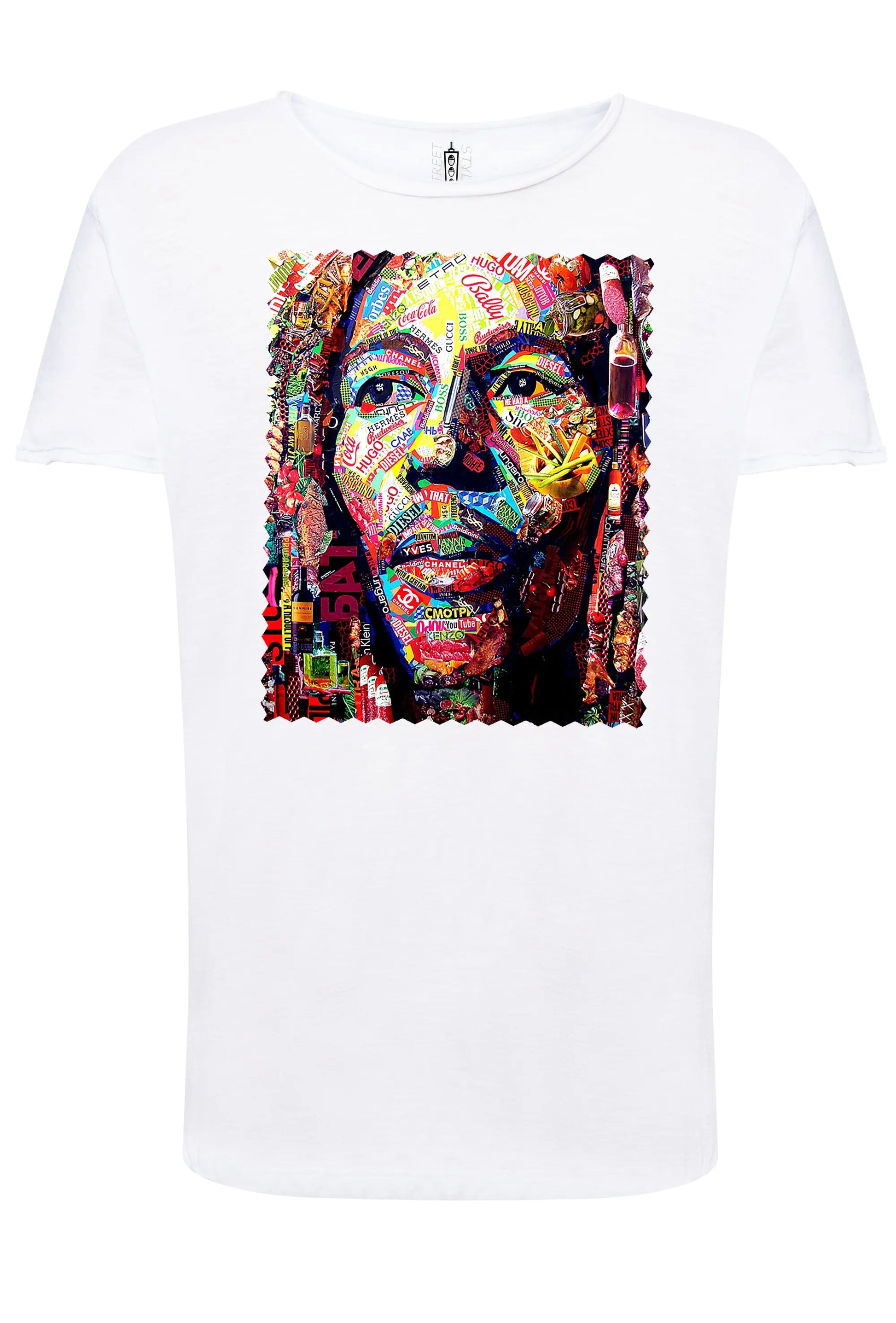 Potrait Bob Marley Color Artistico Stilizzato 18-30-12 T-shirt Urban Slub Men Uomo 100% Cotone Fiammato JK STREET STYLE