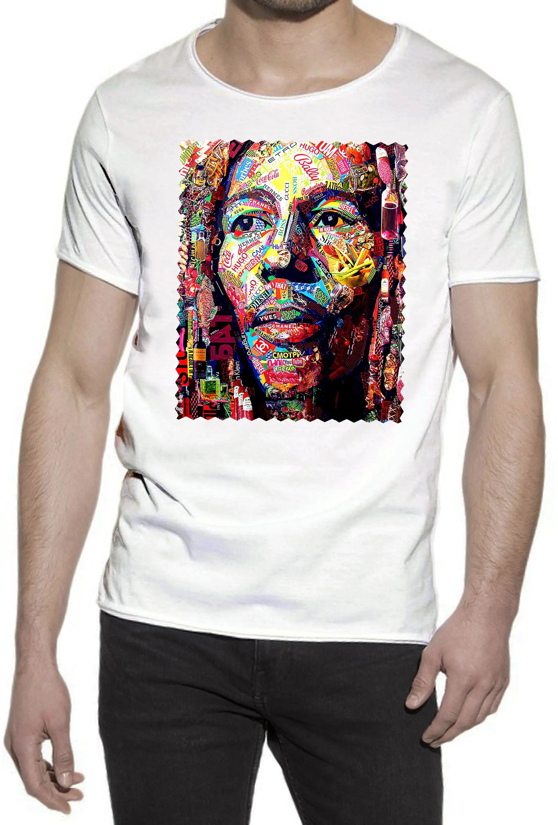 Potrait Bob Marley Color Artistico Stilizzato 18-30-12 T-shirt Urban Slub Men Uomo 100% Cotone Fiammato JK STREET STYLE