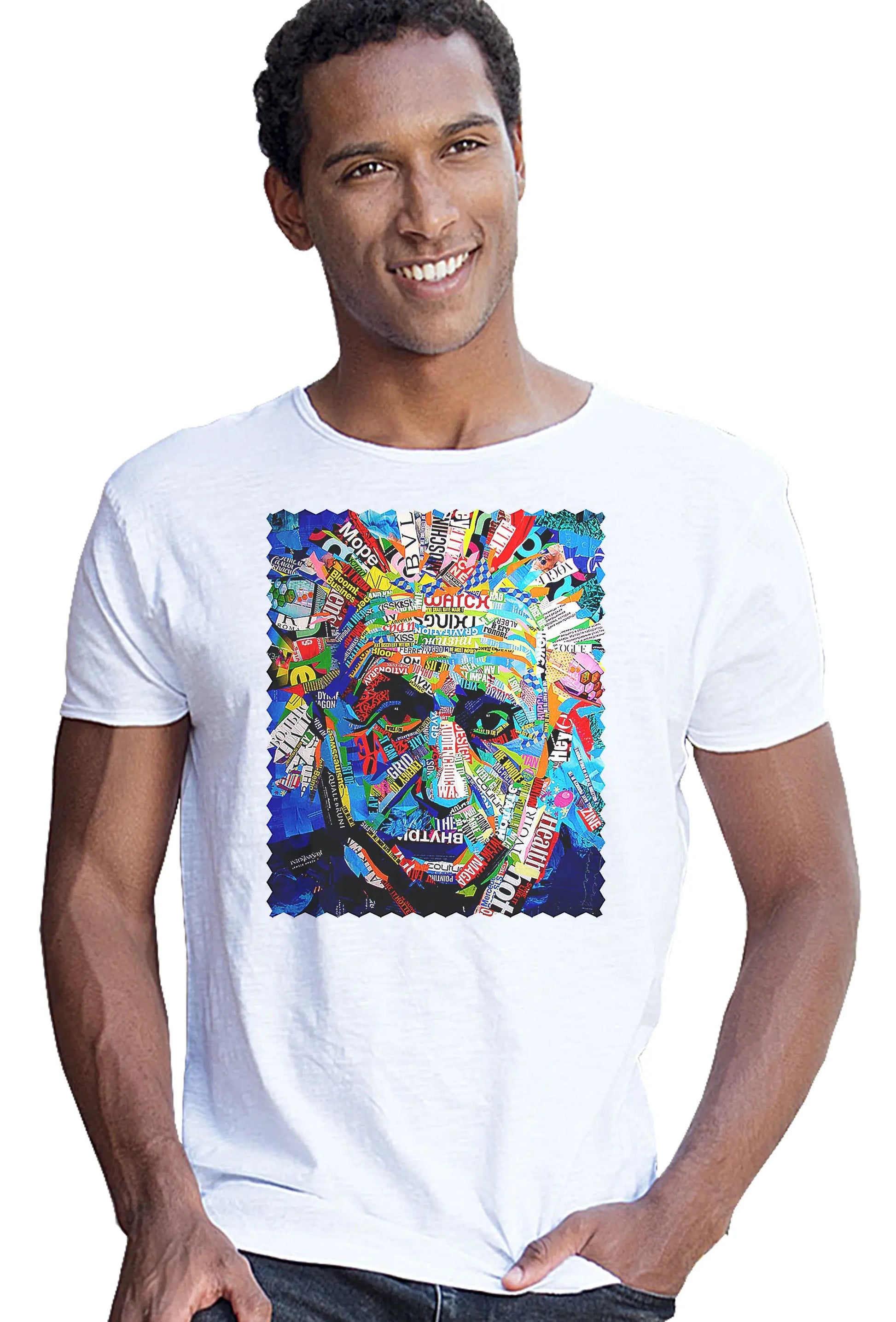 Potrait Eintein Color Artistico Stilizzato 18-30-6 T-shirt Urban Slub Men Uomo 100% Cotone Fiammato JK STREET STYLE