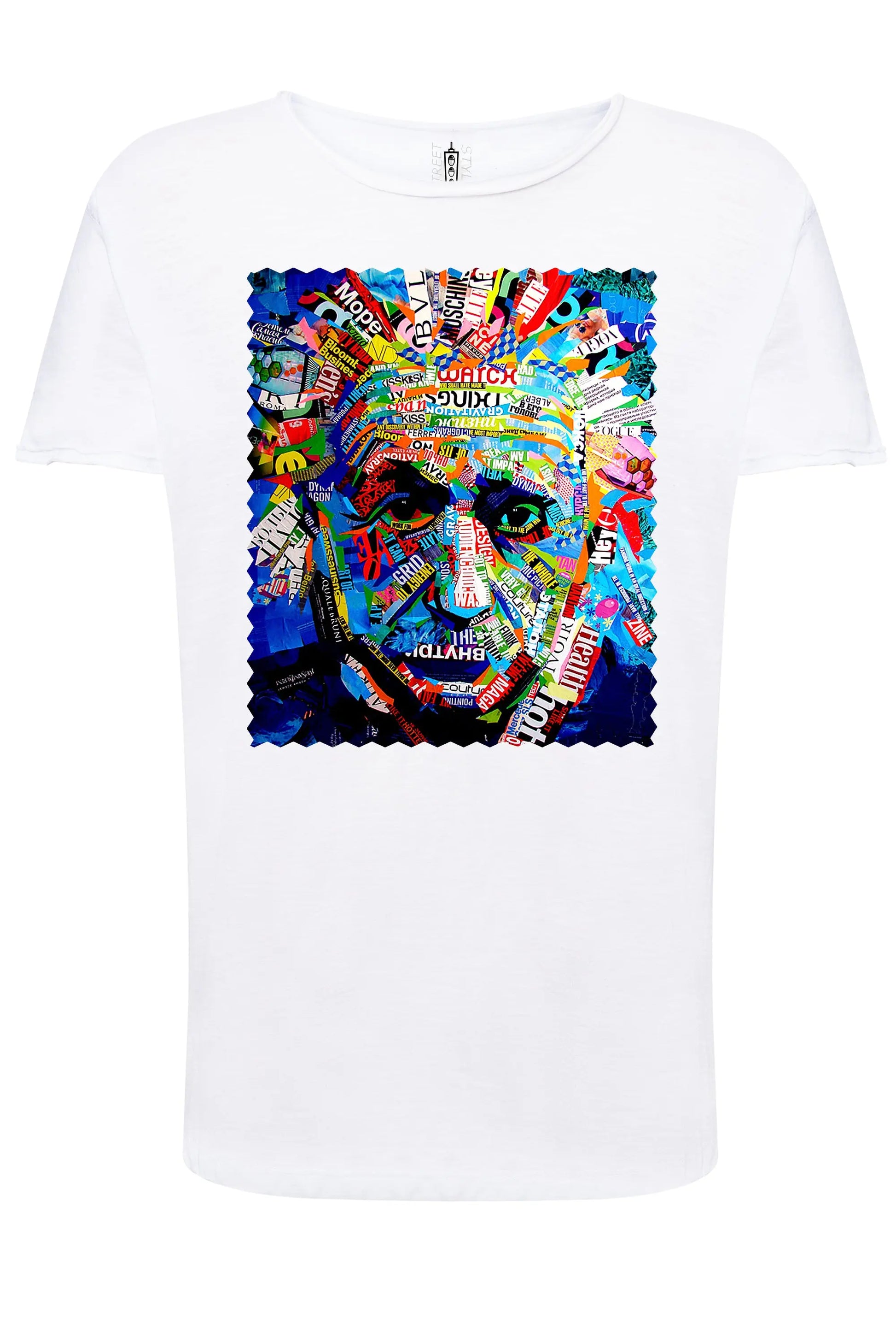 Potrait Eintein Color Artistico Stilizzato 18-30-6 T-shirt Urban Slub Men Uomo 100% Cotone Fiammato JK STREET STYLE