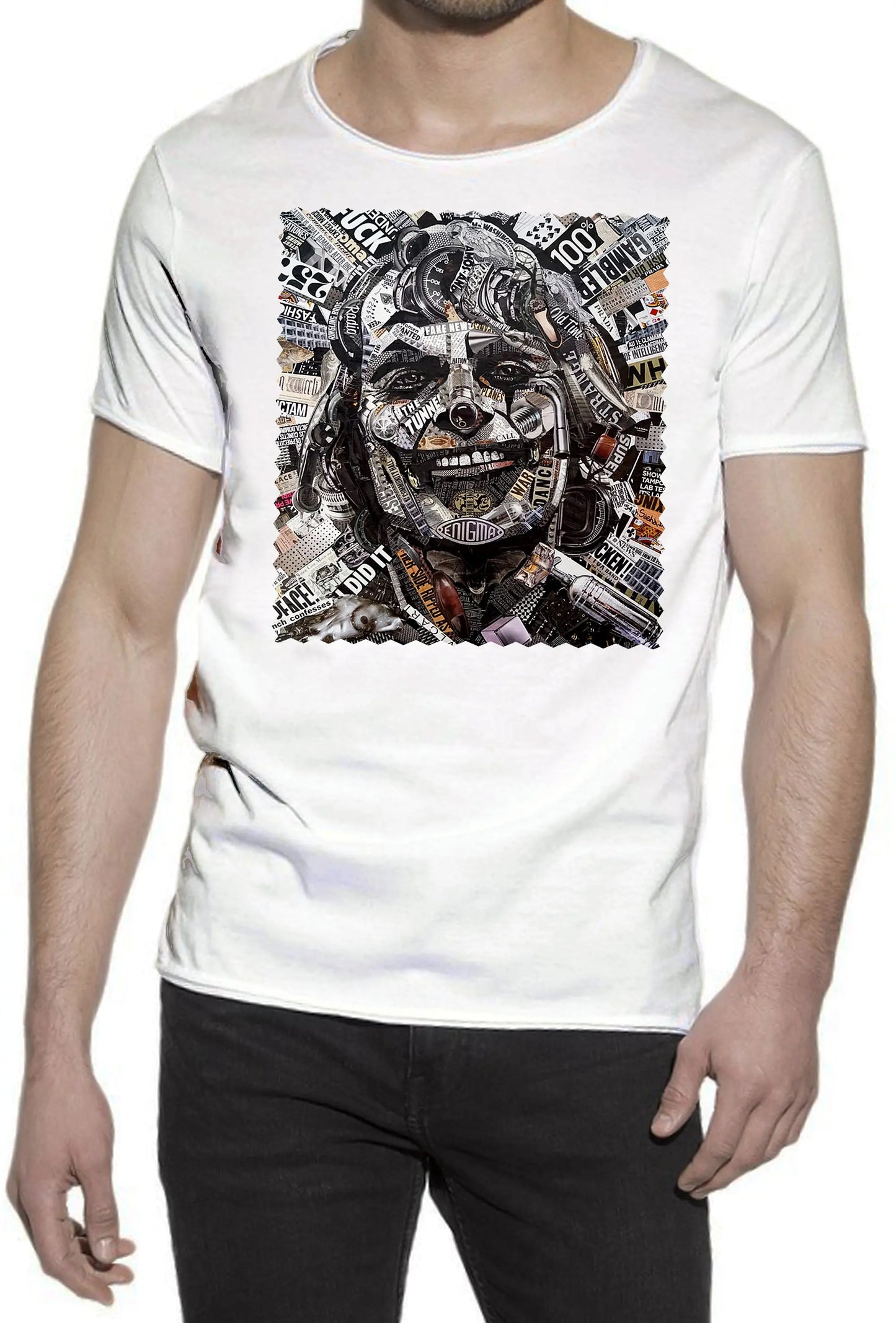 Potrait Joker Color Artistico Stilizzato 18-30-9 T-shirt Urban Slub Men Uomo 100% Cotone Fiammato JK STREET STYLE