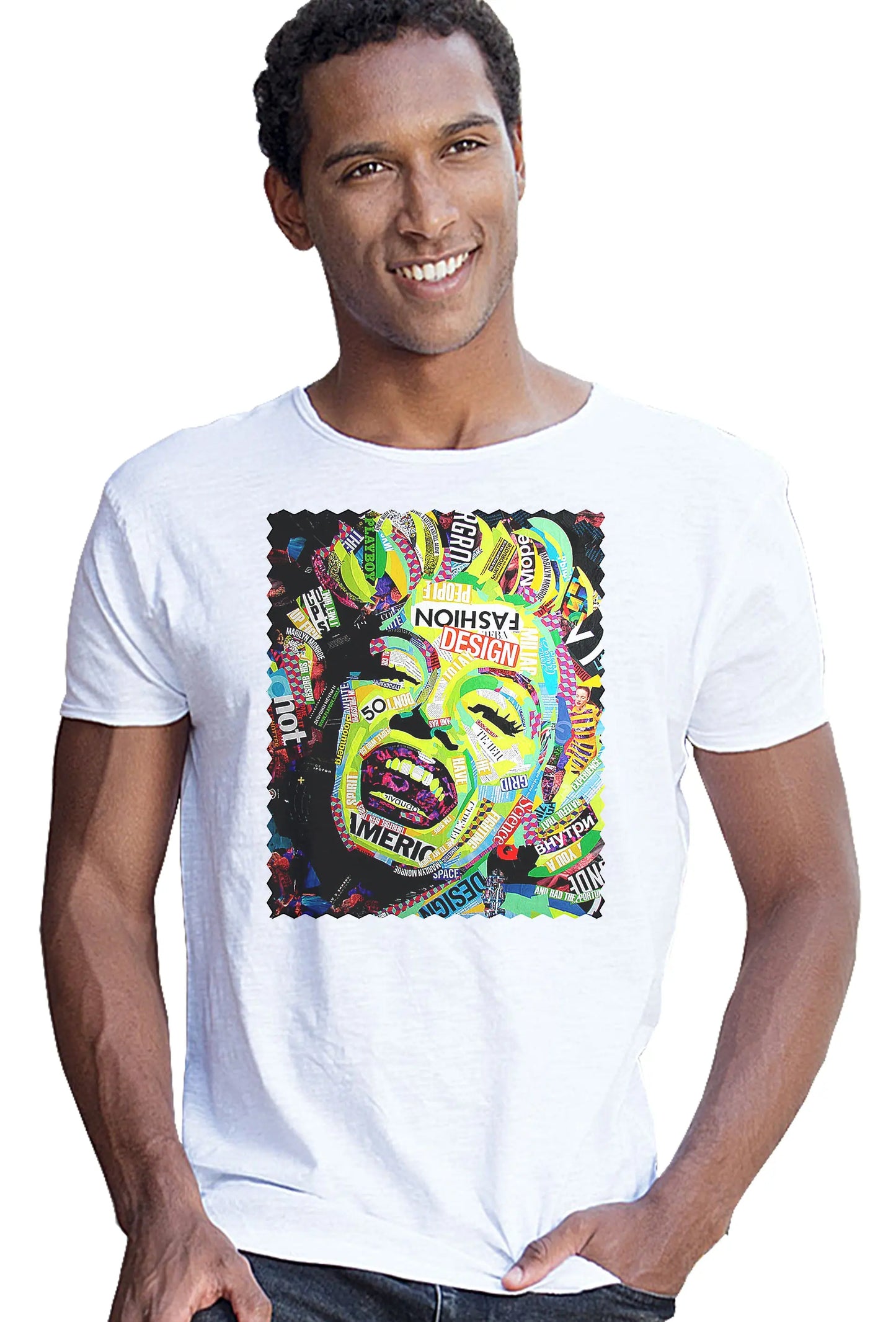 Potrait Marilyn Monrooe Color Artistico Stilizzato 18-30-7 T-shirt Urban Slub Men Uomo 100% Cotone Fiammato JK STREET STYLE