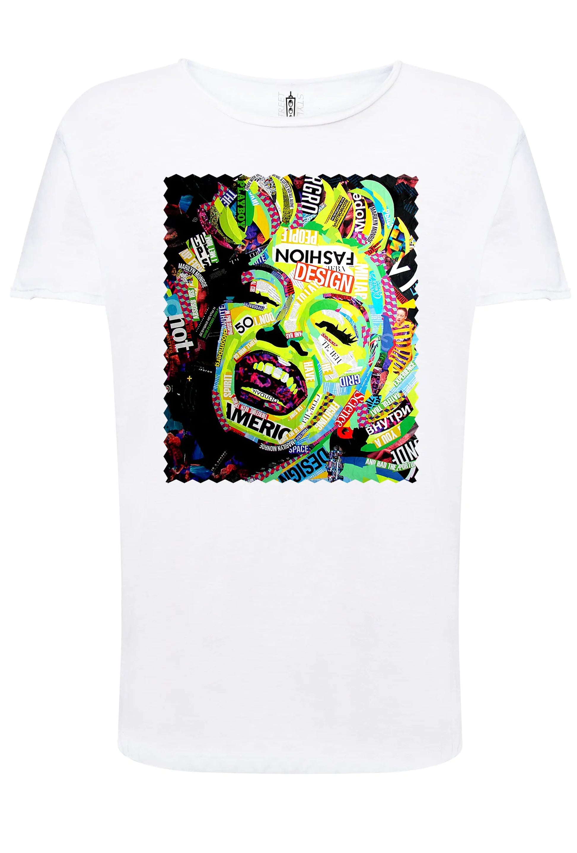 Potrait Marilyn Monrooe Color Artistico Stilizzato 18-30-7 T-shirt Urban Slub Men Uomo 100% Cotone Fiammato JK STREET STYLE