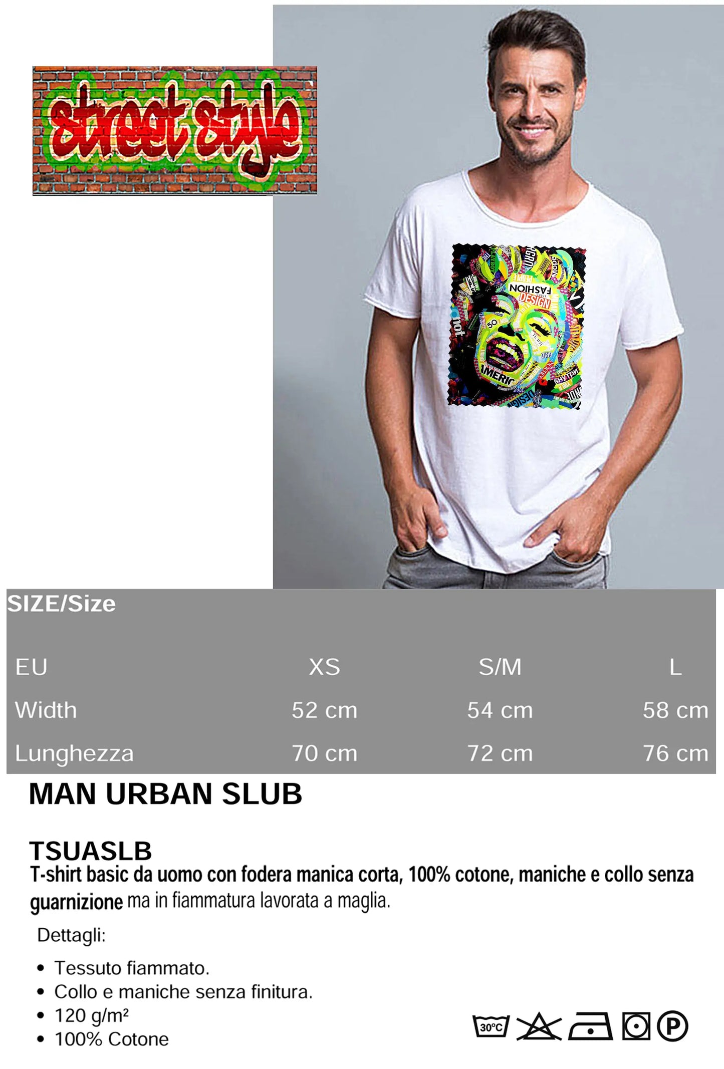 Potrait Marilyn Monrooe Color Artistico Stilizzato 18-30-7 T-shirt Urban Slub Men Uomo 100% Cotone Fiammato JK STREET STYLE