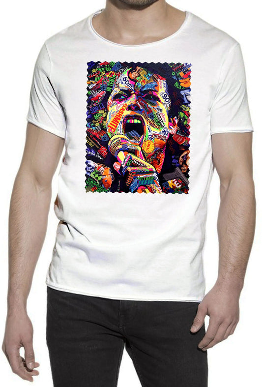 Potrait Michael Jackson Color Artistico Stilizzato 18-30-11 T-shirt Urban Slub Men Uomo 100% Cotone Fiammato JK STREET STYLE