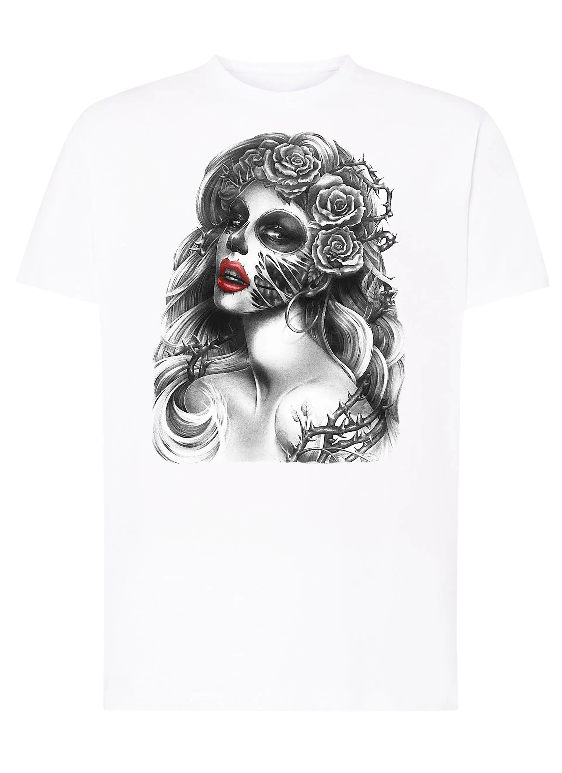 Querida Muerta Tattoo 9036 T-shirt Urban Men Uomo 100% Cotone Pettinato JK STREET STYLE