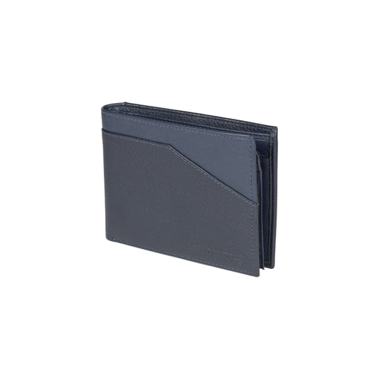 RB12104D | Men's Wallet in Genuine Full Grain Leather, Dollar Grain/Light. Color Blue. RFID Protection. Closed Dimensions: 12.5 x 9.5 x 2 cm. Packaging: Gift box bottom/lid-0