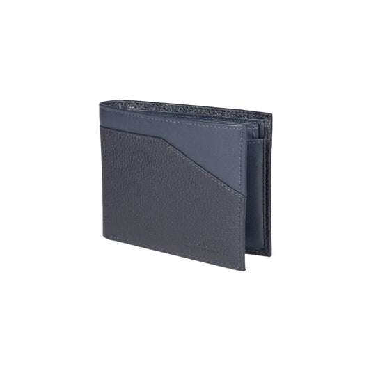 RB12106D | Men's Wallet in Genuine Full Grain Leather, Dollar Grain/Light. Color Blue. RFID Protection. Closed Dimensions: 12.5 x 9.5 x 2 cm. Packaging: Gift box bottom/lid-0