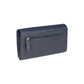RB12129D | Women's Wallet in Genuine Full Grain Leather, Dollar Grain/Light. Color Blue. RFID Protection. Closed Dimensions: 18.5 x 10 x 3 cm. Packaging: Gift box bottom/lid-3