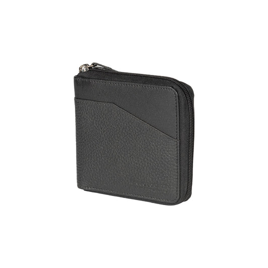 RB12175A | Portafogli con Lampo in Vera Pelle pieno fiore, grana dollaro/leggera. Colore Nero. Protezione RFID. Dimensioni da chiuso: cm 11,5 x 10,5 x 2. Confezione: Scatola regalo fondo/coperchio-0