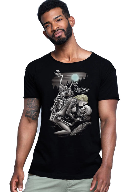 Ride Ordie Tattoo Skull 9050-23 T-shirt Urban Slub Men Uomo 100% Cotone Fiammato JK STREET STYLE