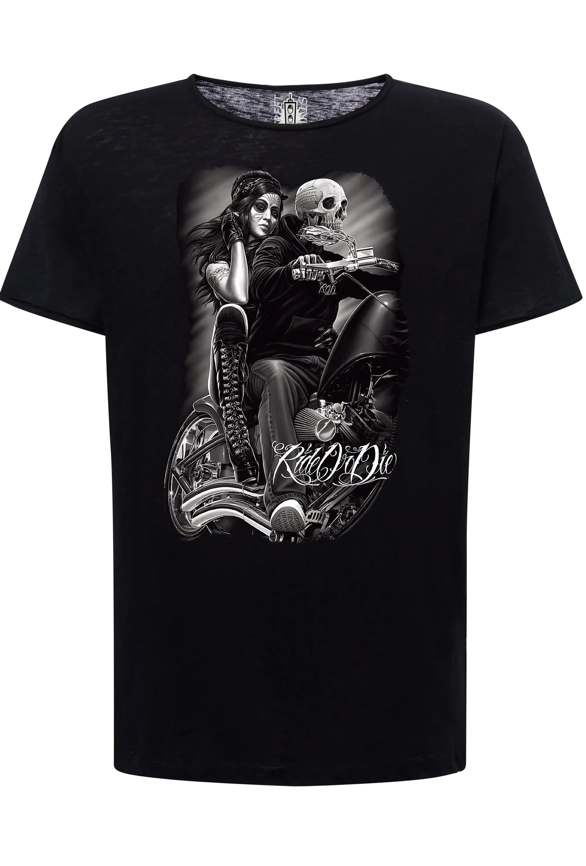 Ride o Die Tattoo Skull 9050-15 T-shirt Urban Slub Men Uomo 100% Cotone Fiammato JK STREET STYLE