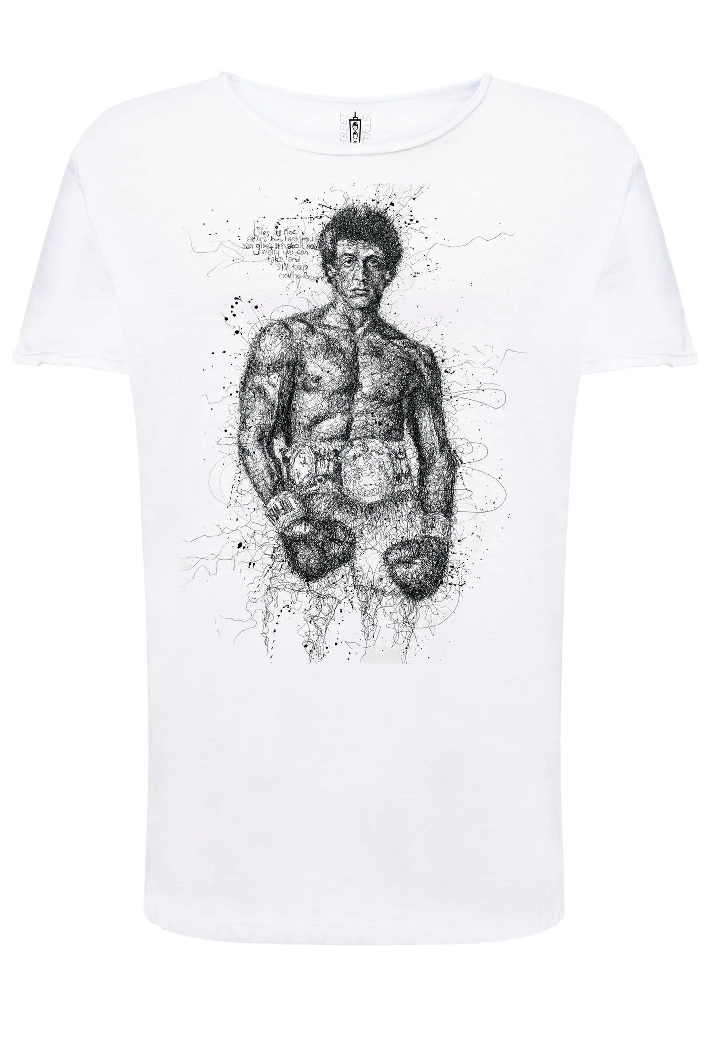 Rocky Balboa Artistico Stilizzato 18-56 T-shirt Urban Slub Men Uomo 100% Cotone Fiammato JK STREET STYLE