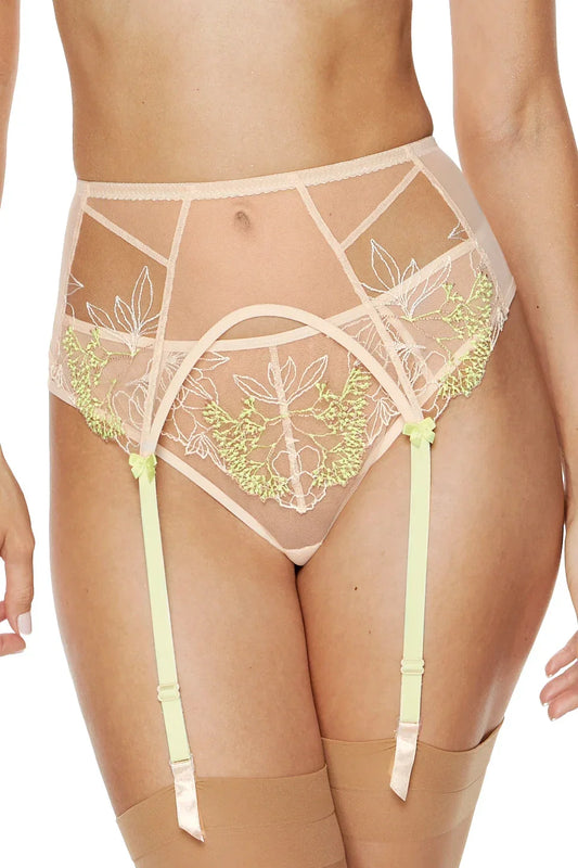 Sheer Mesh Embroidered Garter Belt Gorteks Soleil - STREET STYLE