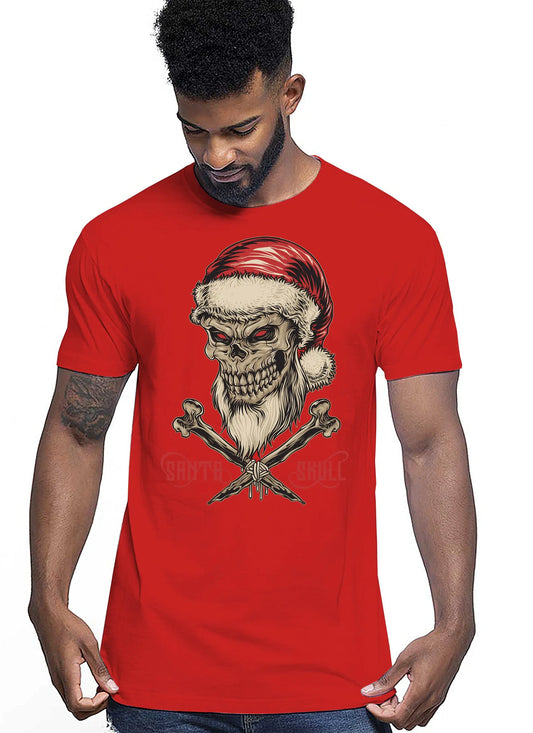 Santa Skull Tattoo 9047 T-shirt Urban Men Uomo 100% Cotone Pettinato JK STREET STYLE