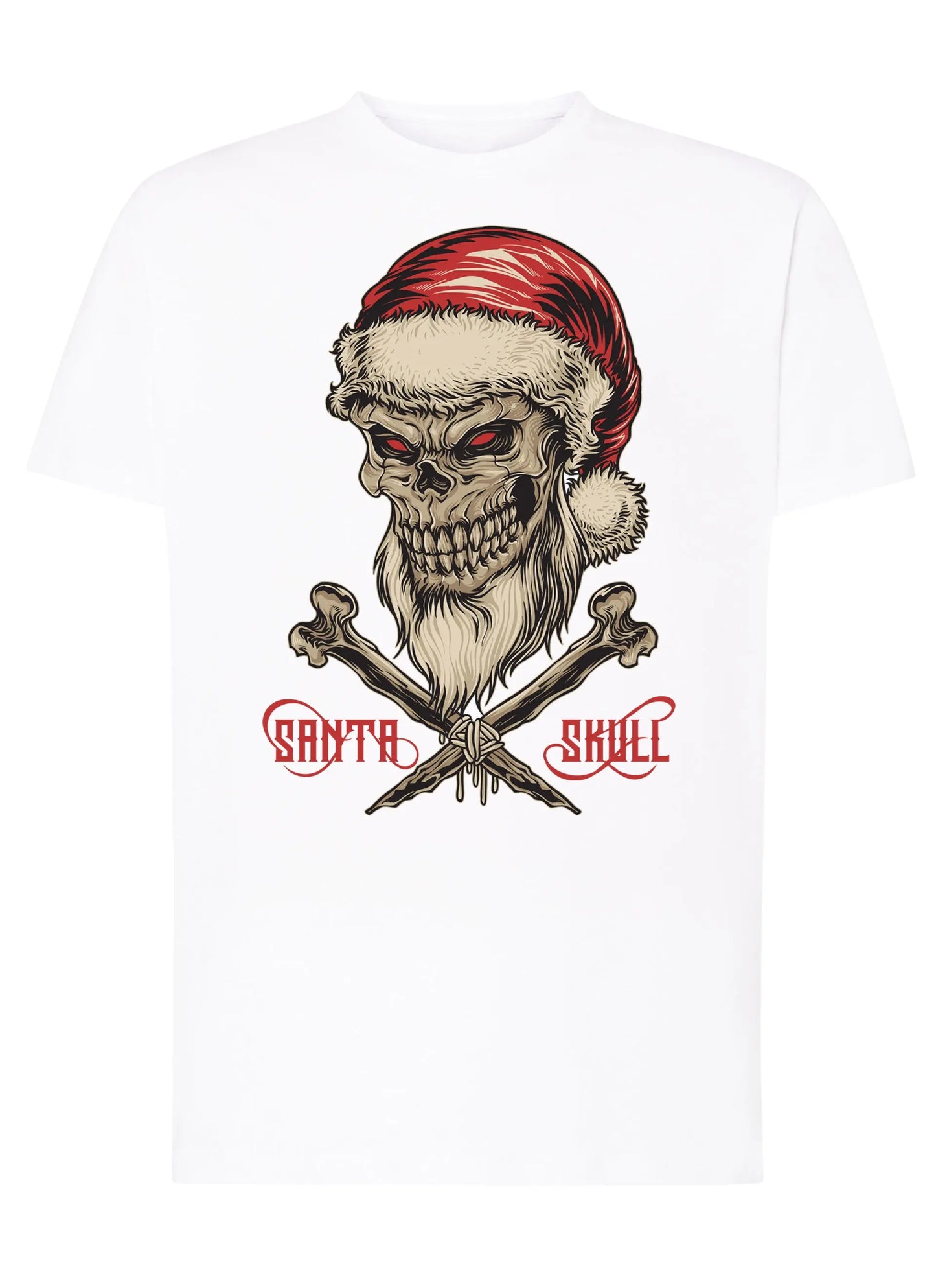 Santa Skull Tattoo 9047 T-shirt Urban Men Uomo 100% Cotone Pettinato JK STREET STYLE