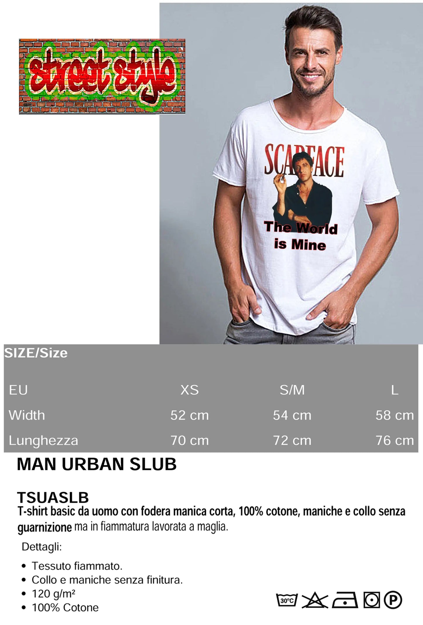 Scarface con Sigaro The Legend Soggetto Attore Cinema Film 18-25 T-shirt Urban Slub Men Uomo 100% Cotone Fiammato JK STREET STYLE