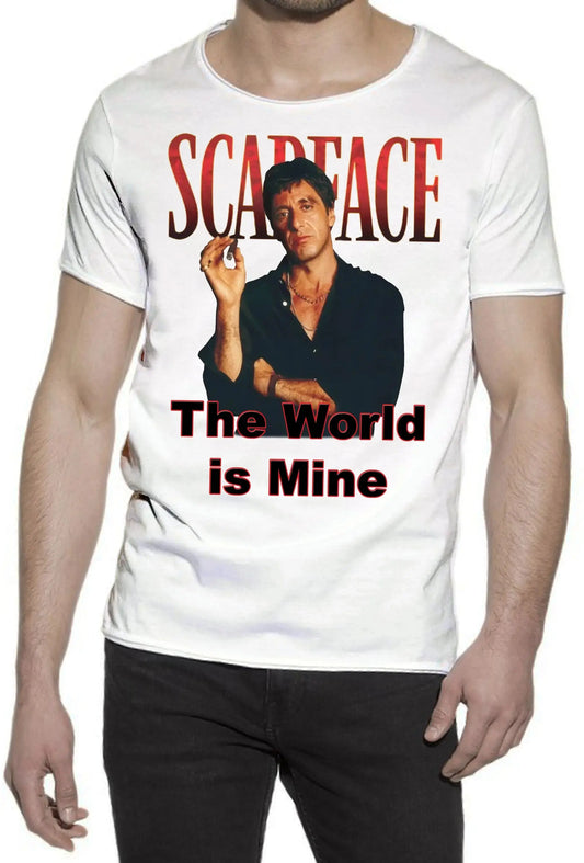 Scarface con Sigaro The Legend Soggetto Attore Cinema Film 18-25 T-shirt Urban Slub Men Uomo 100% Cotone Fiammato JK