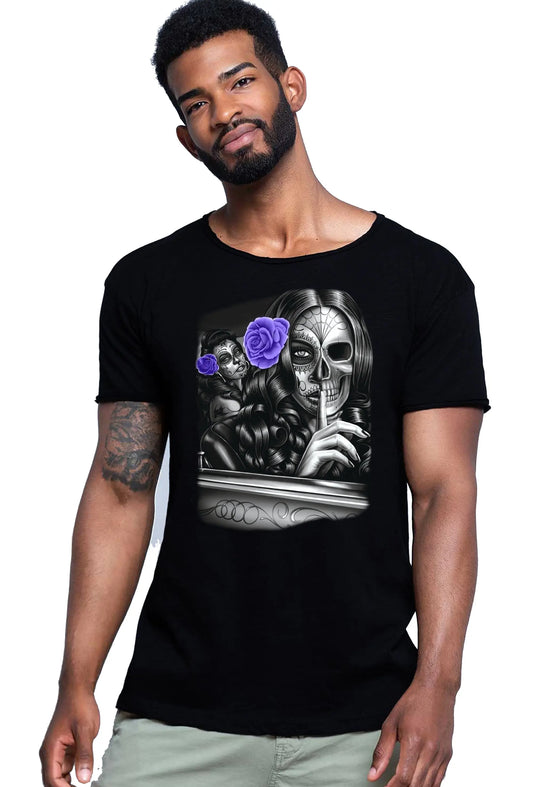 Secrets Gonzales Tattoo Skull 9050-9 T-shirt Urban Slub Men Uomo 100% Cotone Fiammato JK STREET STYLE
