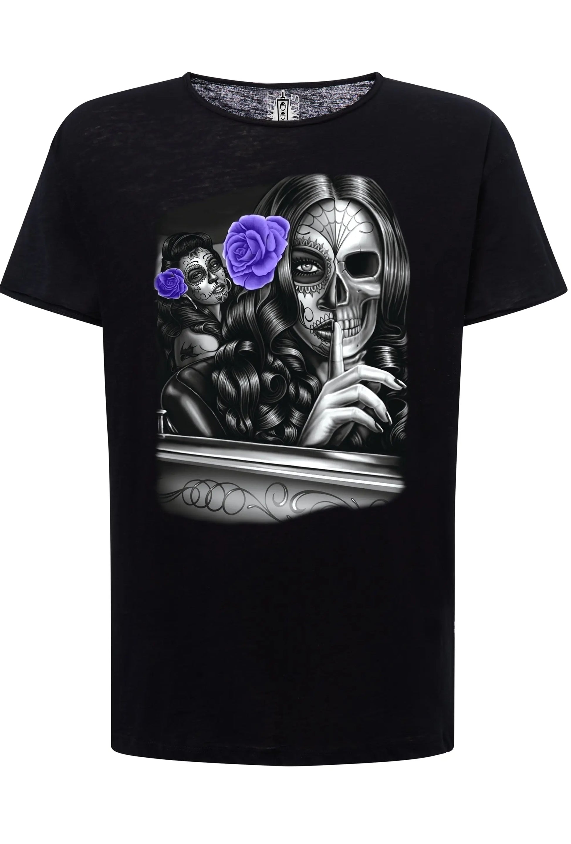 Secrets Gonzales Tattoo Skull 9050-9 T-shirt Urban Slub Men Uomo 100% Cotone Fiammato JK STREET STYLE