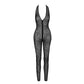 See Through Leopard Flock Halter Catsuit Noir Handmade - STREET STYLE