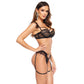 Sheer Cage Bra & Sexy String Garter Set Beauty Night Crystal-1