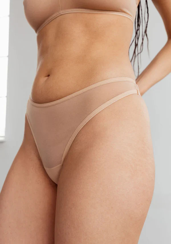 Sheer High Leg Thong Panty Blush The Mesh Bare-1