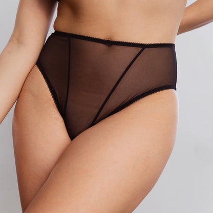 Sheer High-Waist Brief Panty Astrid Black | Blush Lingerie-0