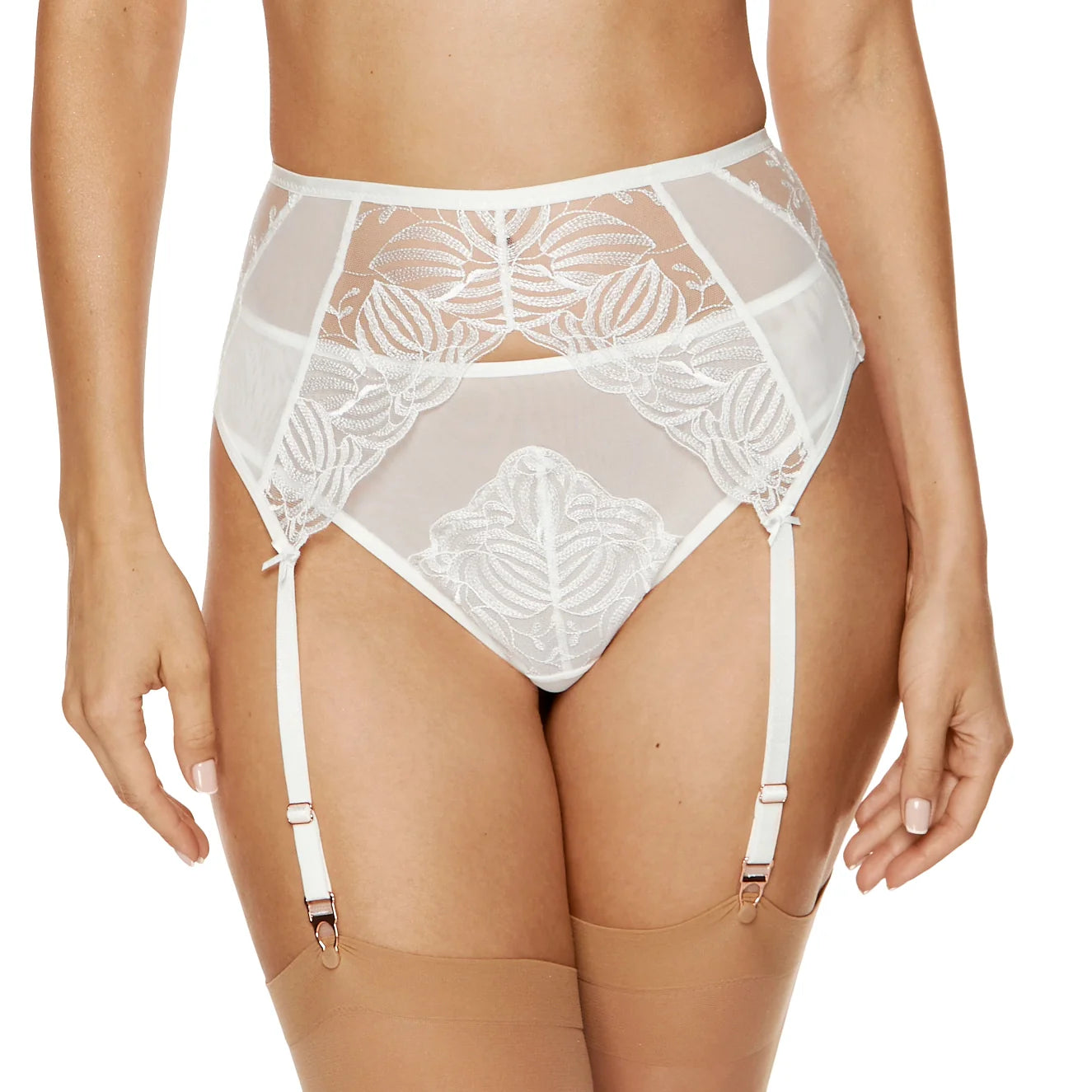 Sheer High Waist Floral Garter Belt Gorteks Cherie-0