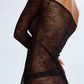 Sheer Lace Off-Shoulded Maxi Dress Blush Cascade Black-3