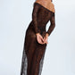 Sheer Lace Off-Shoulded Maxi Dress Blush Cascade Black-1