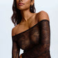 Sheer Lace Off-Shoulded Maxi Dress Blush Cascade Black-4