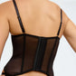Sheer Embroidery Corset & Garter Straps Blush Enchant Black-1