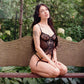 Sheer Embroidery Corset & Garter Straps Blush Enchant Black-4