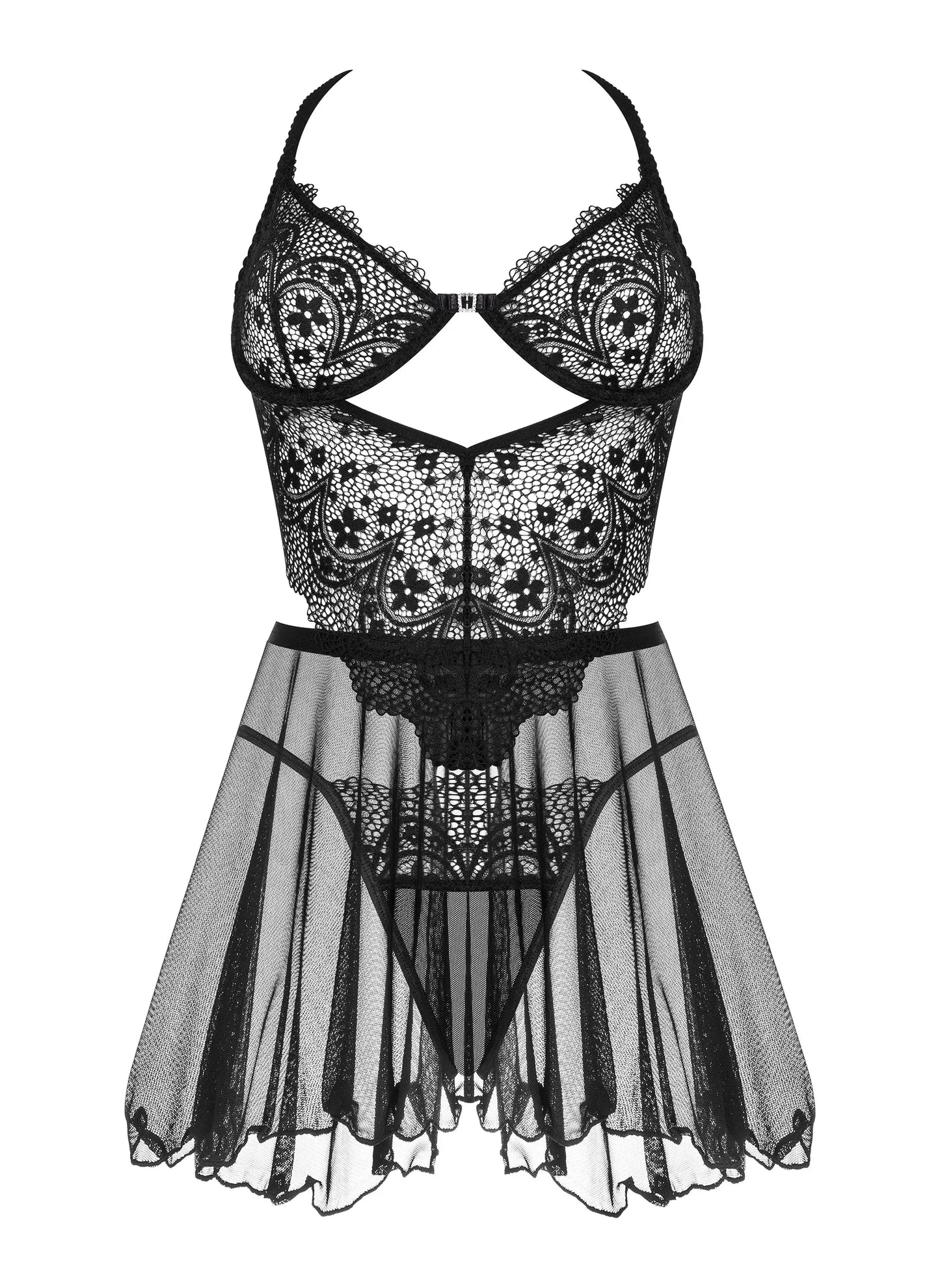 Sheer Mesh Lace Chemise Beauty Night Dark Mirage - STREET STYLE