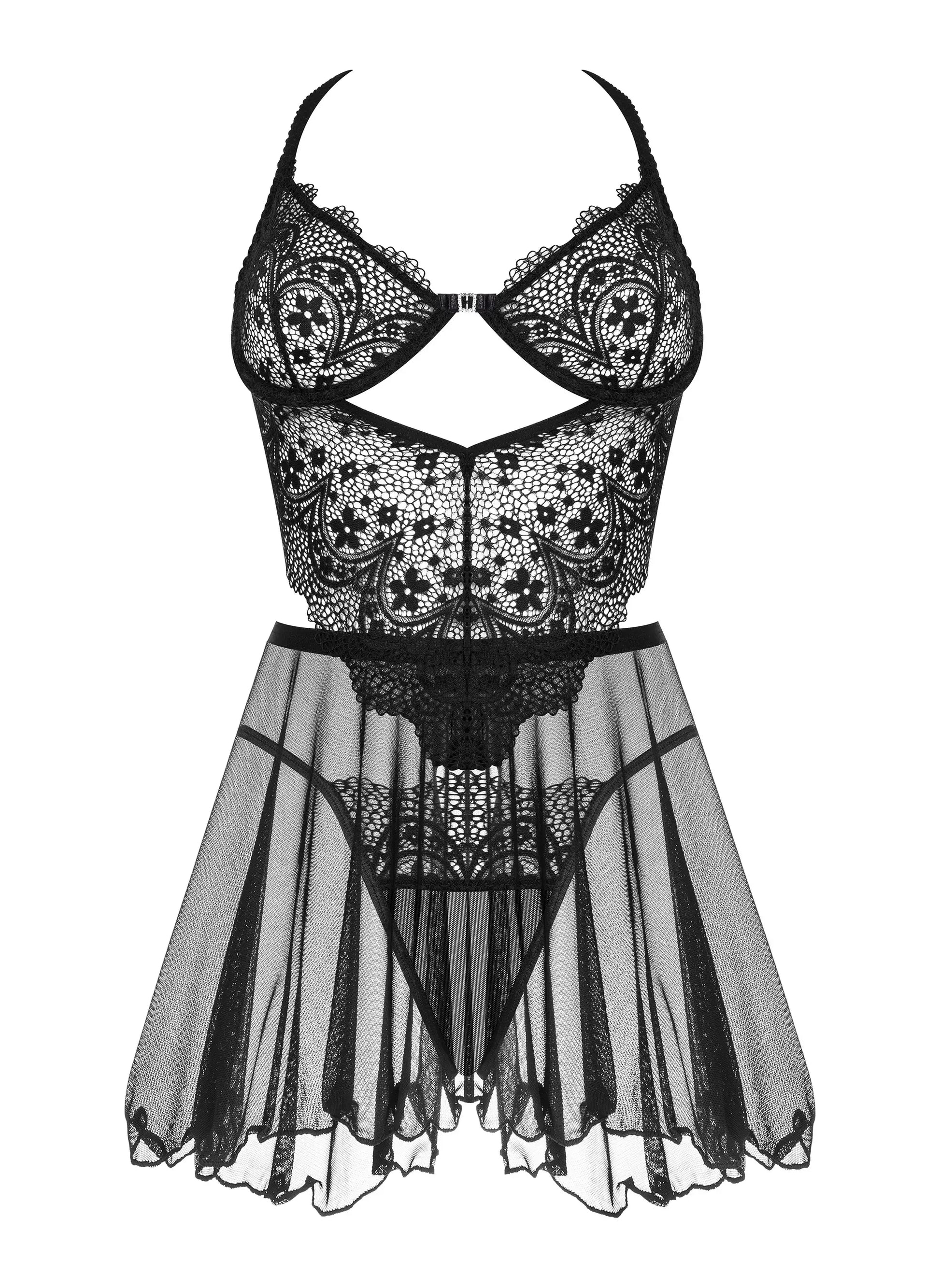 Sheer Mesh Lace Chemise Beauty Night Dark Mirage - STREET STYLE