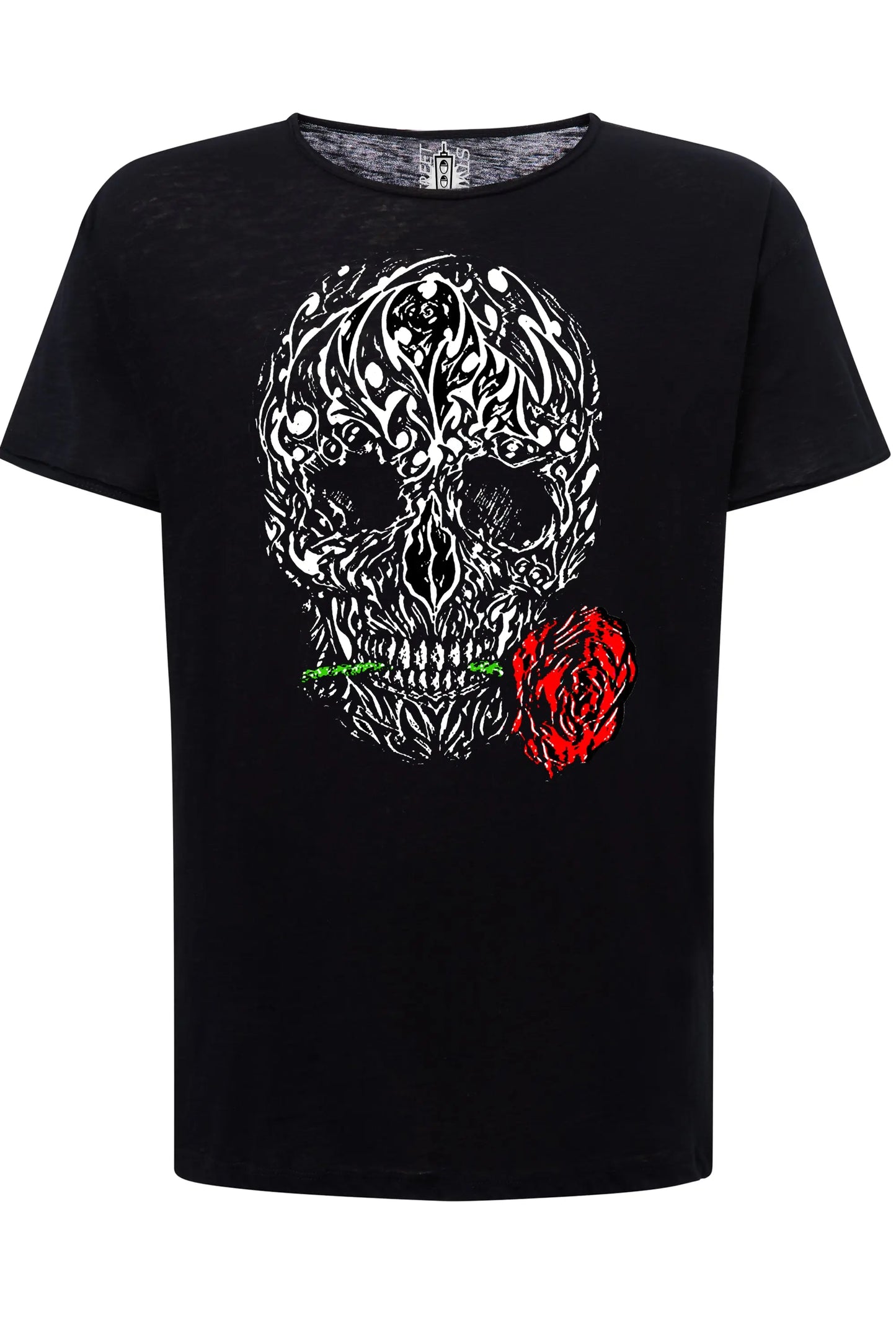 Skull and Rose Tattoo Skull 9025 T-shirt Urban Slub Men Uomo 100% Cotone Fiammato JK STREET STYLE