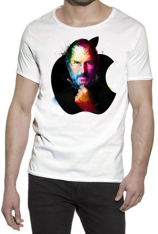 Steve Jobs Color Artistico Stilizzato 18-20-50 T-shirt Urban Slub Men Uomo 100% Cotone Fiammato JK STREET STYLE