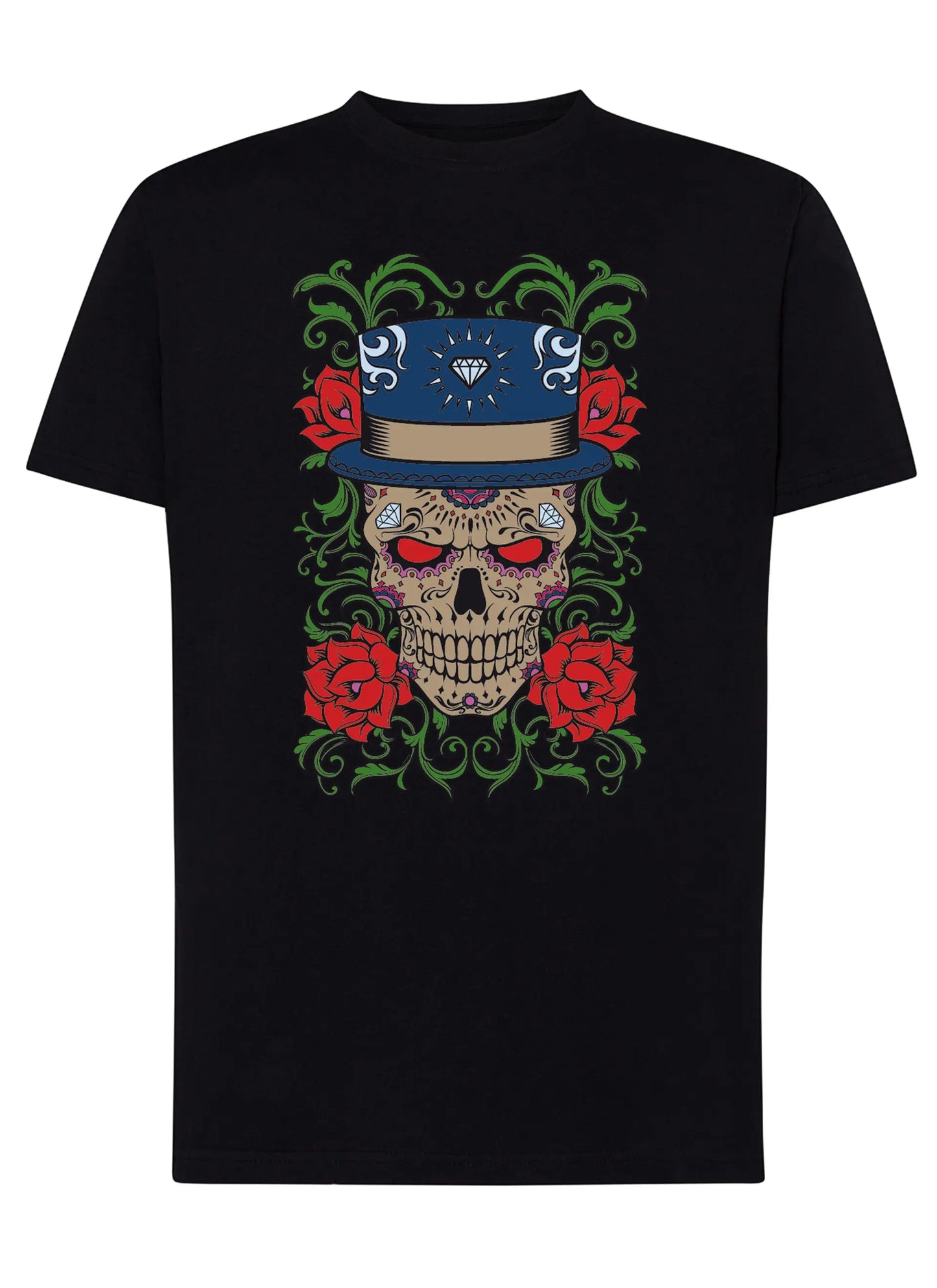 Sugarskull Skull Motor Tattoo 9055 T-shirt Urban Men Uomo 100% Cotone Pettinato JK STREET STYLE