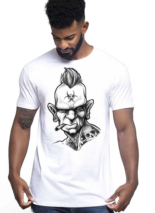 Tattoo PUNK Skull Zombi Tattoo 9020 T-shirt Urban Men Uomo 100% Cotone Pettinato JK STREET STYLE