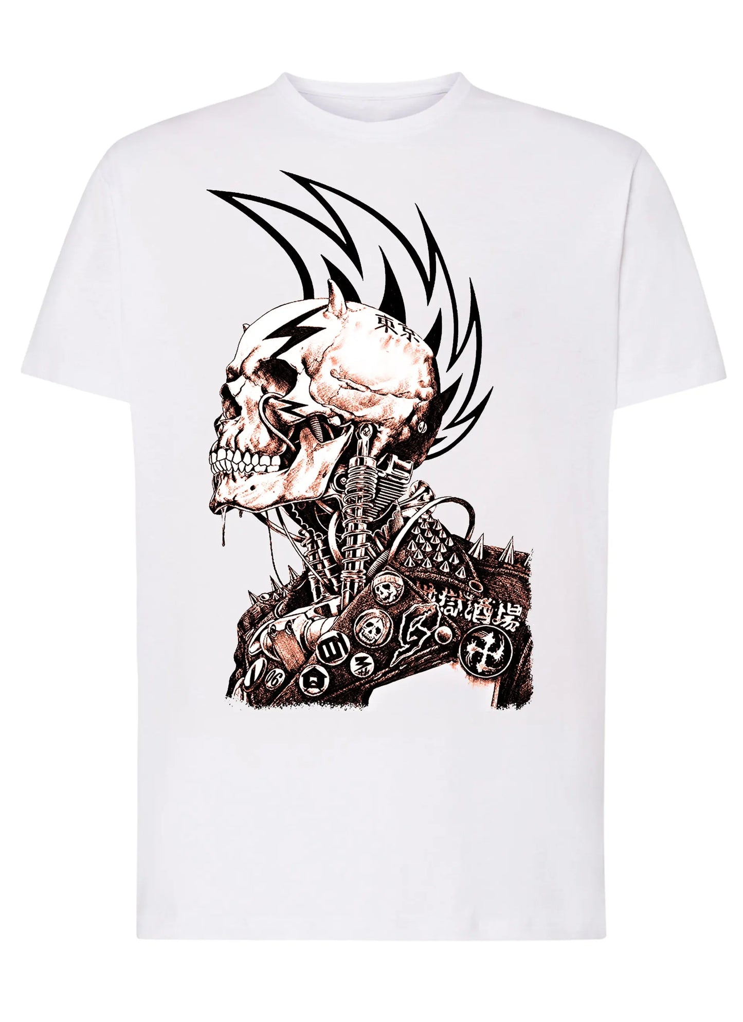 Tattoo Punk Skull Zombi Tattoo 9026 T-shirt Urban Men Uomo 100% Cotone Pettinato JK STREET STYLE