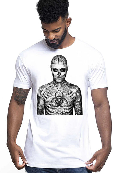 Tattoo Uman Men Skull Zombi Tattoo 9023 T-shirt Urban Men Uomo 100% Cotone Pettinato JK STREET STYLE